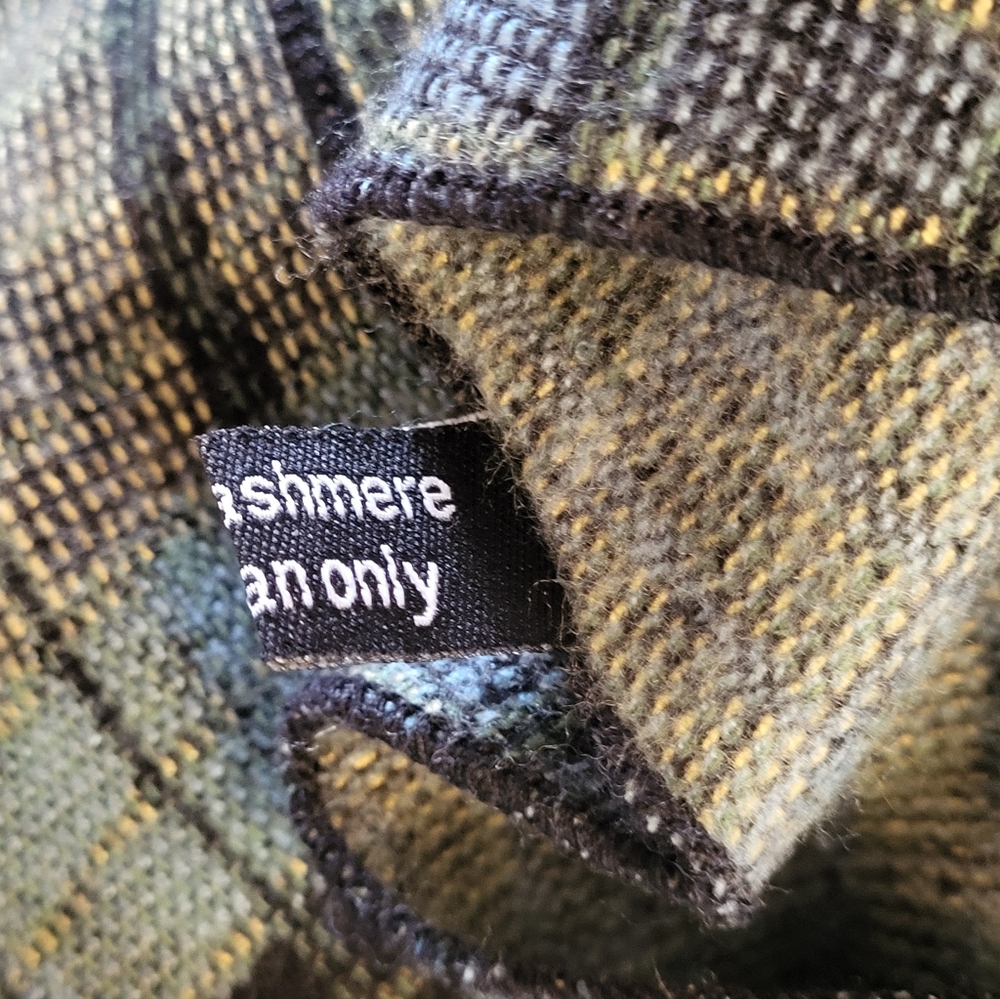 Cashmere Shawl/Wrap In Seafoam/Teal/Charcoal Geometric Design One Size - Picture 9 of 9